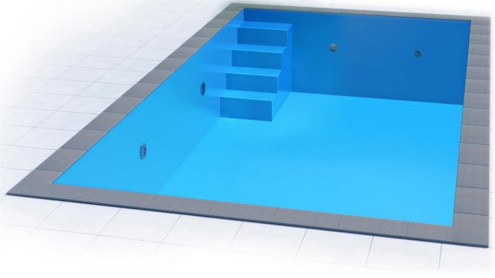 Poolfolie für Rechteckpool mit Treppe VARIOFIT 58 I 500 x 300 x 150 cm I 0,8 mm I blau