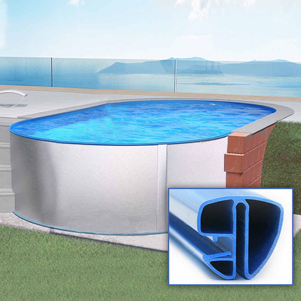 Oval Pool 800 x 400 x 150 cm I GRUND SET I Poolfolie blau 0,8 mm I SPEZIAL Handlauf