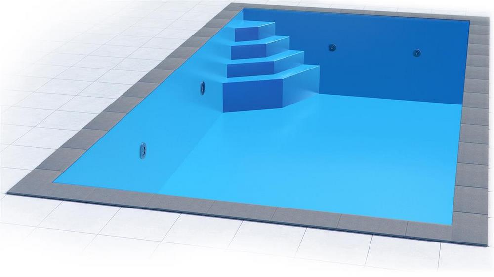 Poolfolie für Rechteckpool mit Treppe SMARAGD I 800 x 400 x 150 cm I 0,8 mm I blau
