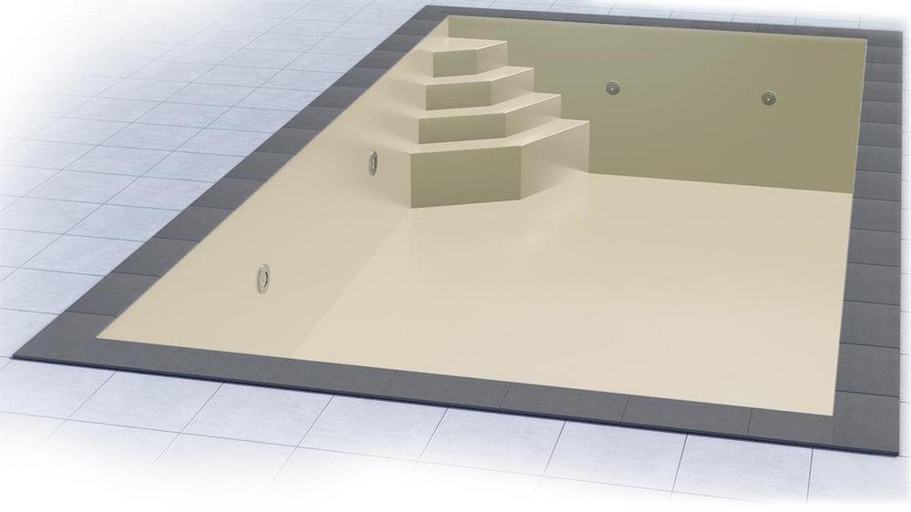 Poolfolie für Rechteckpool mit Treppe SMARAGD I 600 x 300 x 150 cm I 0,8 mm I sandfarben