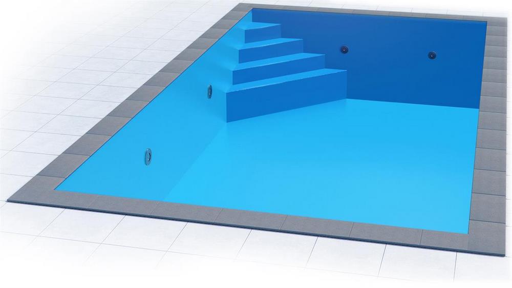 Poolfolie für Rechteckpool mit Treppe OBLIQUE I 800 x 400 x 150 cm I 0,8 mm I blau