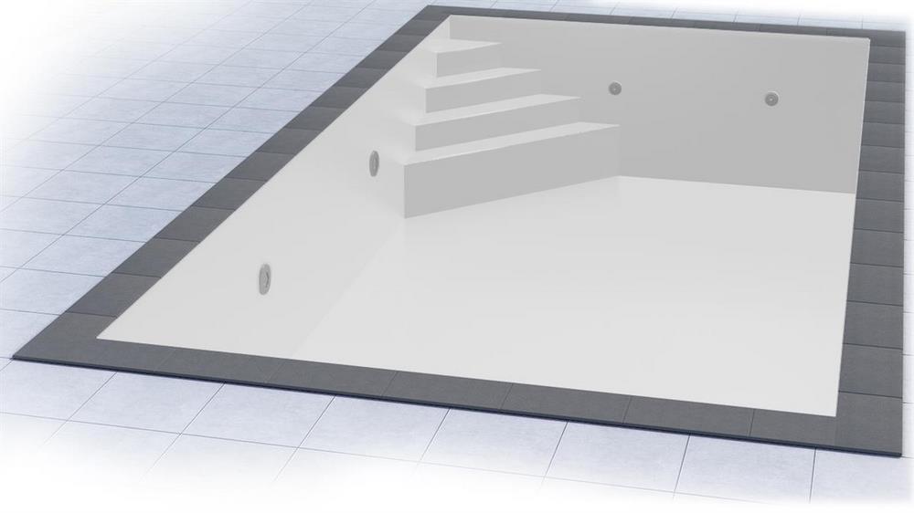 Poolfolie für Rechteckpool mit Treppe OBLIQUE I 600 x 300 x 150 cm I 0,8 mm I weiß