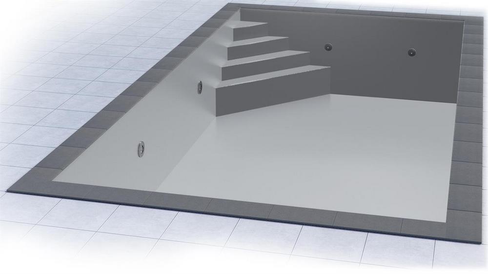 Poolfolie für Rechteckpool mit Treppe OBLIQUE I 800 x 400 x 150 cm I 0,8 mm I hellgrau