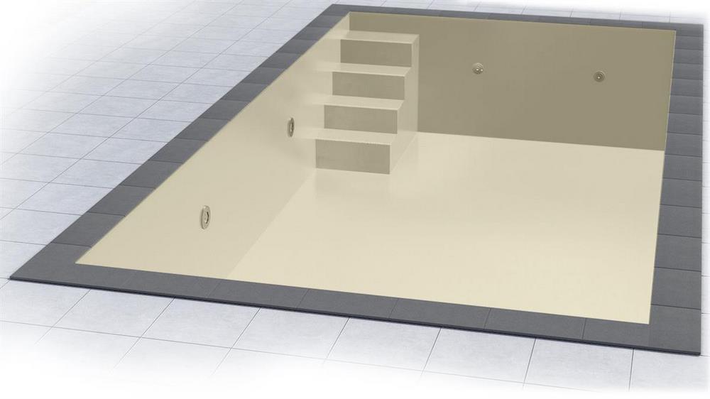 Poolfolie für Rechteckpool mit Treppe VARIOFIT 58 I 500 x 300 x 150 cm I 0,8 mm I sandfarben