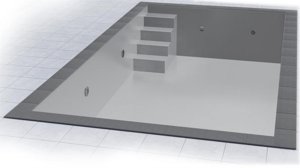 Poolfolie für Rechteckpool mit Treppe VARIOFIT 58 I 600 x 300 x 150 cm I 0,8 mm I hellgrau