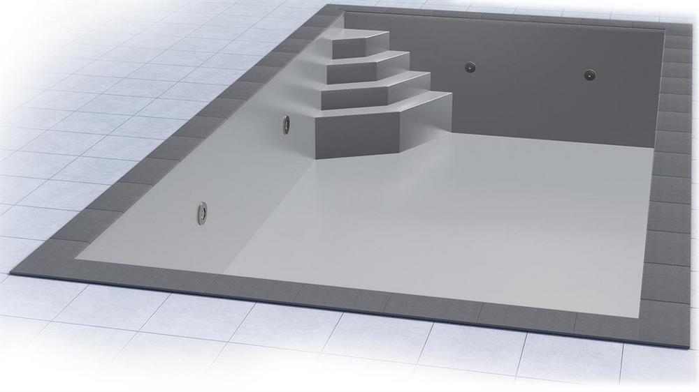 Poolfolie für Rechteckpool mit Treppe SMARAGD I 800 x 400 x 150 cm I 0,8 mm I hellgrau