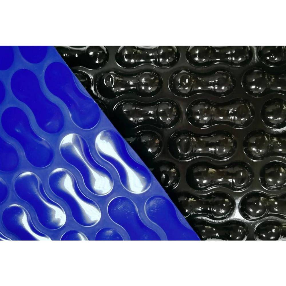 Solarfolie Geo Bubble I Oval Pool 490 x 300 cm I 400 µ | blau/schwarz