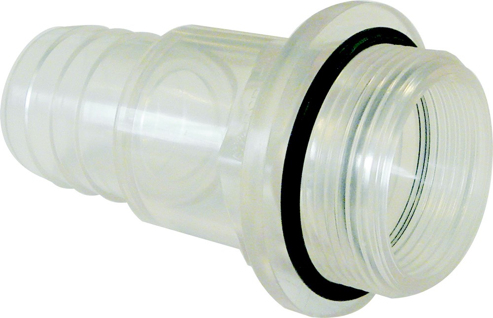 ABS Druckschlauchtülle mit O-Ring I Ø 38 mm x 1 1/2" AG I transparent gerippt