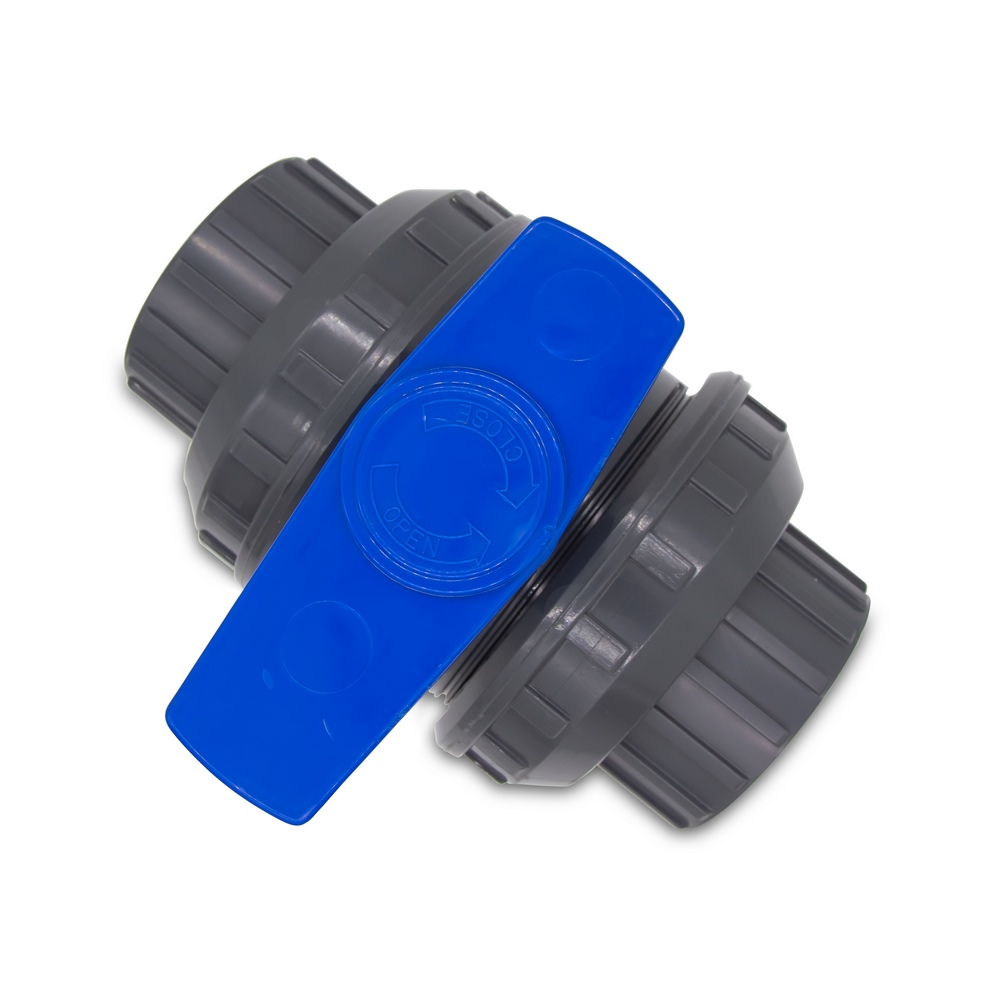 PVC 2-Wege-Kugelhahn ECO FIT I 2 x Klebemuffe Ø 75 mm I EPDM-O-Ringe I PN 10 grau, blau