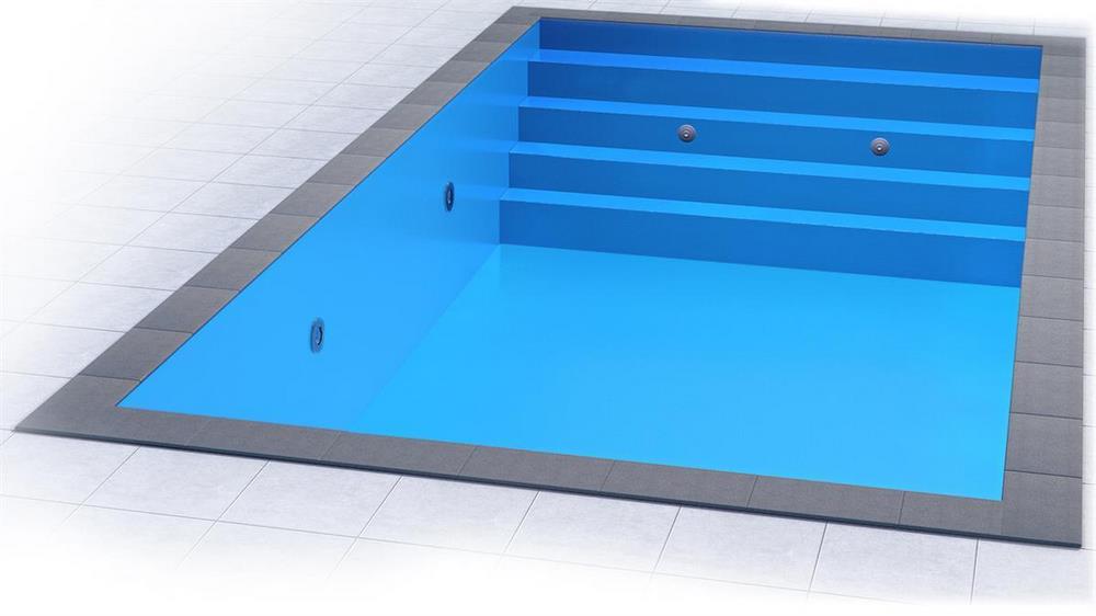 Poolfolie für Rechteckpool mit Treppe COMPLETE 350 I 700 x 350 x 150 cm I 0,8 mm I blau
