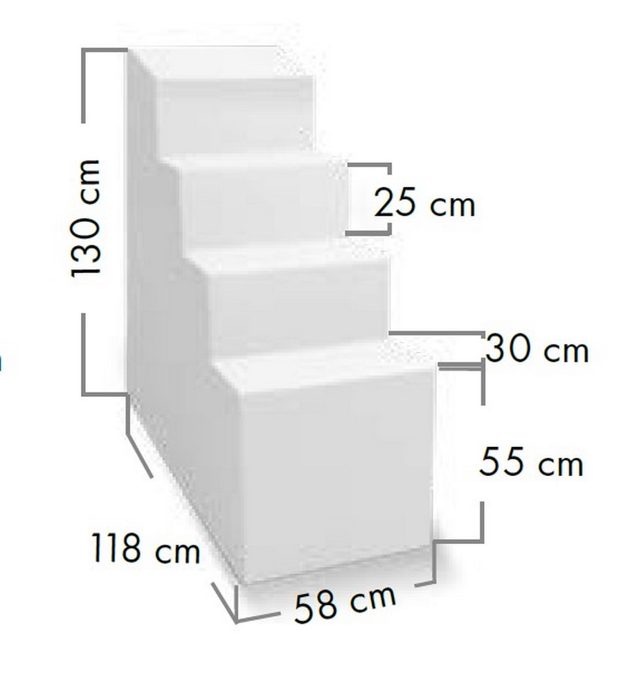 Ecktreppe VARIOFIT 58 für Rechteckpool I 4-stufig I für Beckentiefe 150 cm I Polystyrol