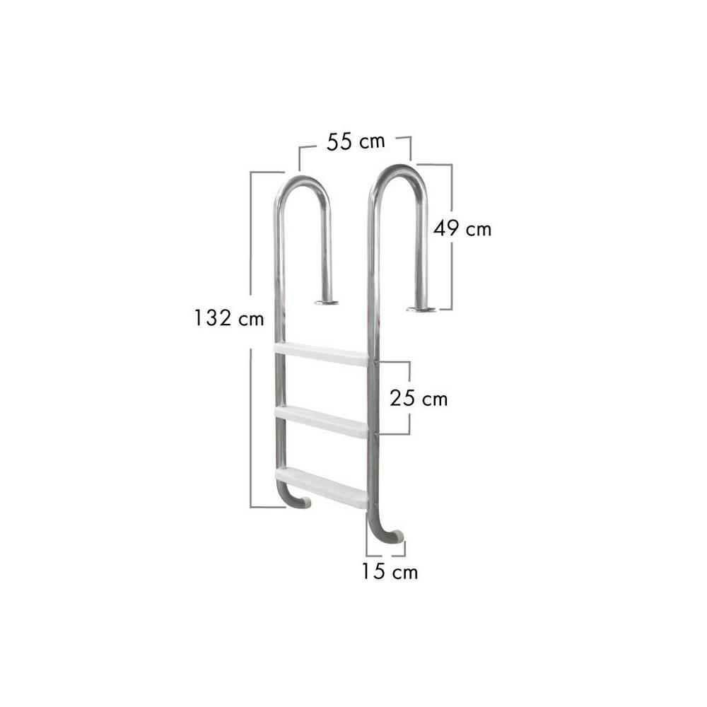 Pool Einbauleiter ENG 120 cm | 3-stufig | V2A Edelstahl Leiter mit Kunststoffstufen