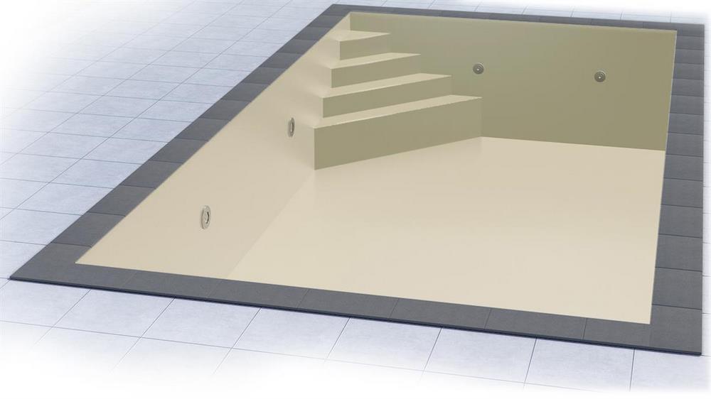 Poolfolie für Rechteckpool mit Treppe OBLIQUE I 600 x 300 x 150 cm I 0,8 mm I sandfarben